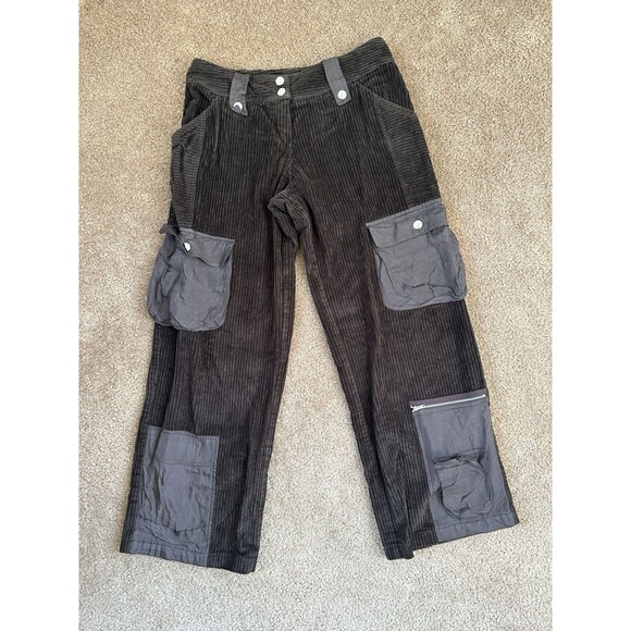 Amarissima Y2K Patchwork Corduroy Cargo Pants Brown Pockets Utility Size 44 - Picture 10 of 12